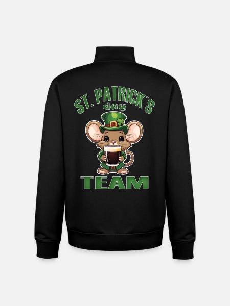 St. Patrick's Mouse Beer, Irish Party - Unisex Organic Zip Sweatshirt by Stanley/Stella - black