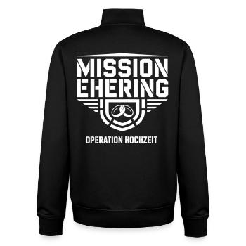 Bague de mariage Mission – Opération Humour de mariage - Sweat zippé unisexe en coton bio Stanley/Stella - noir - Dos - AI Model Male 185 light (185cm)