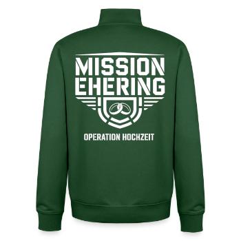 Mission Ehering – Operation Hochzeit Humor - Unisex Organic Zip Sweatshirt von Stanley/Stella - Flaschengrün - Hinten - AI Model Male 185 dark (185cm)