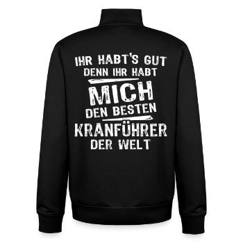 Crane operator - Unisex Organic Zip Sweatshirt by Stanley/Stella - black - Back - AI Model Male 185 light (185cm)