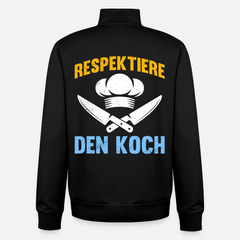 Chef RESPECT THE CHEF Fun - Unisex Organic Zip Sweatshirt by Stanley/Stella - black