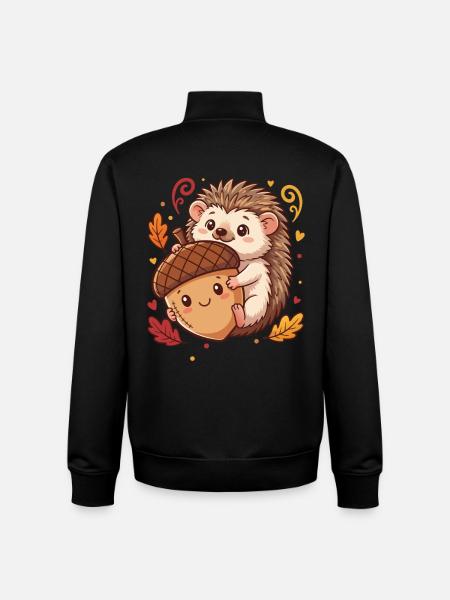 Süßer Igel mit Eichel Herbst - Unisex Organic Zip Sweatshirt von Stanley/Stella - Schwarz