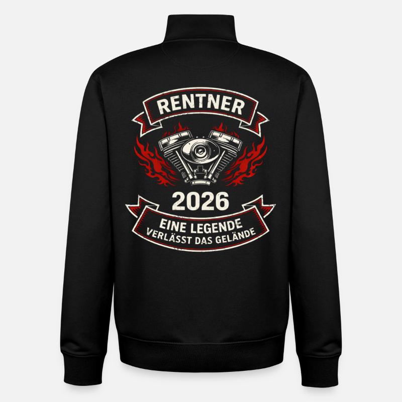 Rente Geschenk Mann Biker im Ruhestand 2026 Lustig - Unisex Organic Zip Sweatshirt von Stanley/Stella - Schwarz