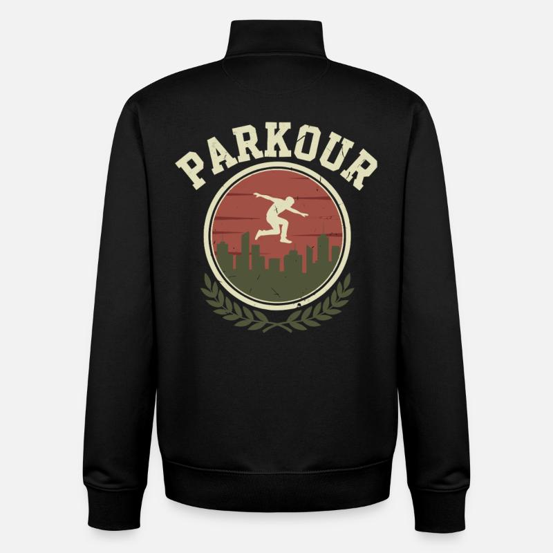 Parkour rétro Freerunning - Sweat zippé unisexe en coton bio Stanley/Stella - noir
