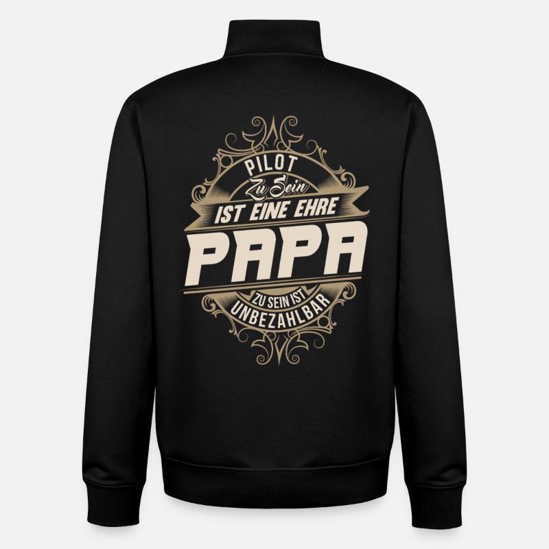 Pilot Papa - Unisex Organic Zip Sweatshirt von Stanley/Stella - Schwarz