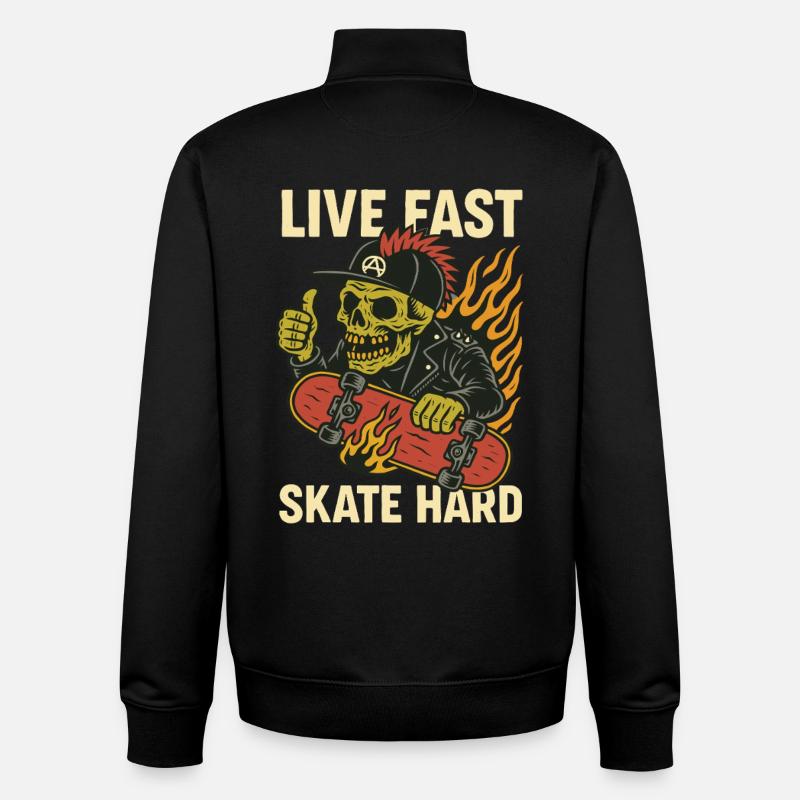 Live Quick Skate Hard Skull - Unisex Organic Zip Sweatshirt von Stanley/Stella - Schwarz