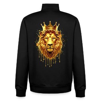 Löwe mit Krone Gold Optik – Majestätisch - Unisex Organic Zip Sweatshirt von Stanley/Stella - Schwarz - Hinten - AI Model Male 185 light (185cm)