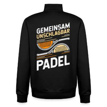 Padel Team GEMEINSAM UNSCHLAGBAR IM PADEL - Unisex Organic Zip Sweatshirt von Stanley/Stella - Schwarz - Hinten - AI Model Male 185 light (185cm)