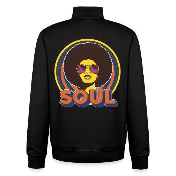 Soul Afro Retro 70s Style 70s Funk Vintage Groove - Unisex Organic Zip Sweatshirt by Stanley/Stella - black - Back - AI Model Male 185 light (185cm)