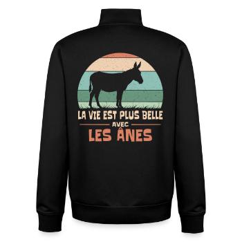 La Vie Est Plus Belle Avec Les Ânes Humour Animal - Sweat zippé unisexe en coton bio Stanley/Stella - noir - Dos - AI Model Male 185 light (185cm)