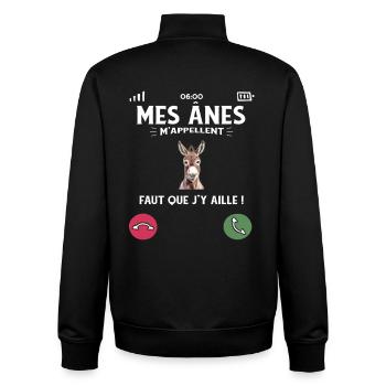 Ich habe keine Zeit, meine Esel nennen mich Humor - Unisex Organic Zip Sweatshirt von Stanley/Stella - Schwarz - Hinten - AI Model Male 185 light (185cm)