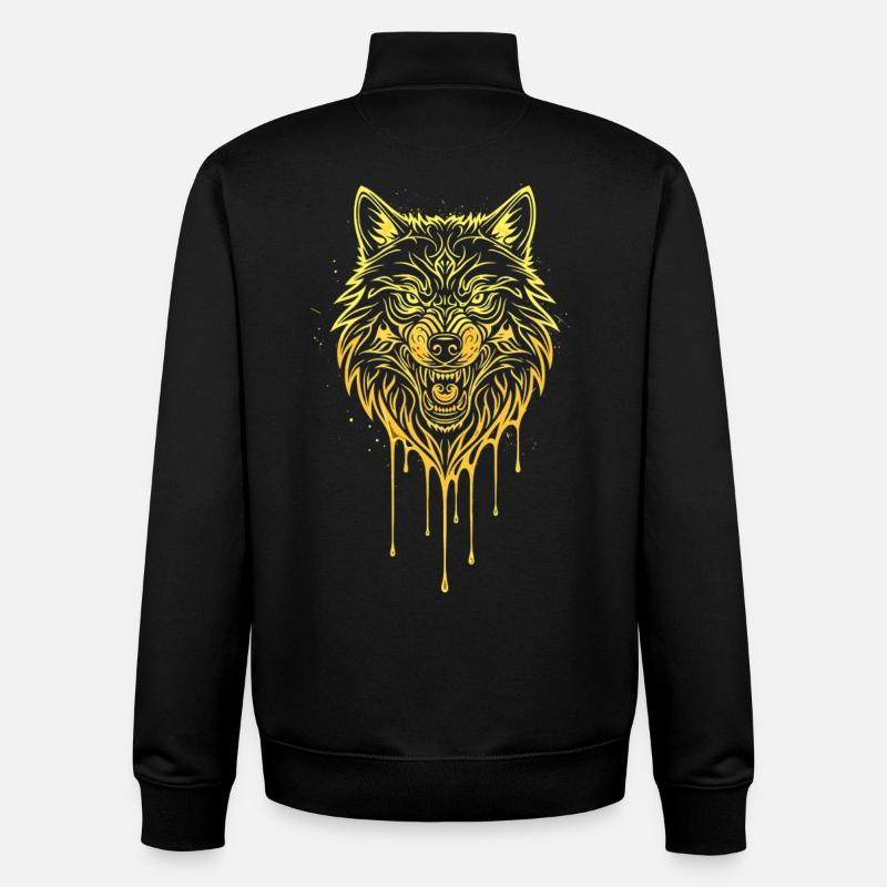 Wolf Head Gold Edition - Unisex Organic Zip Sweatshirt by Stanley/Stella - black