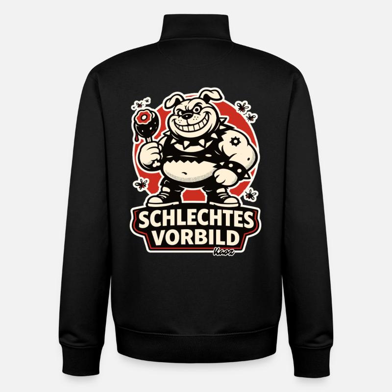 Schlechtes Vorbild Bulldog Cartoon - Unisex Organic Zip Sweatshirt by Stanley/Stella - black