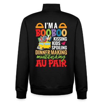 Baby-sitter incontournable pour une famille au pair - Sweat zippé unisexe en coton bio Stanley/Stella - noir - Dos - AI Model Male 185 light (185cm)