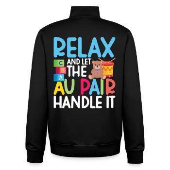 Nounou d’appréciation de la baby-sitter Au Pair - Sweat zippé unisexe en coton bio Stanley/Stella - noir - Dos - AI Model Male 185 light (185cm)