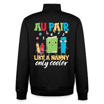 Nounou au pair d’appréciation des baby-sitters - Sweat zippé unisexe en coton bio Stanley/Stella - noir - Dos - AI Model Male 185 light (185cm)