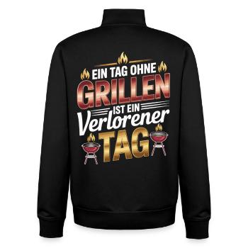 Ein Tag Ohne Grillen Ist Ein Verlorener Tag - Unisex Organic Zip Sweatshirt von Stanley/Stella - Schwarz - Hinten - AI Model Male 185 light (185cm)