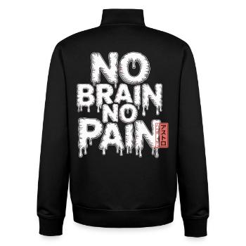 No Brain No Pain T-Shirt - Sarkasmus - Unisex Organic Zip Sweatshirt von Stanley/Stella - Schwarz - Hinten - AI Model Male 185 light (185cm)