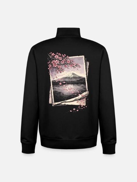 Cherry Blossom Sakura Cherry Blossom - Unisex Organic Zip Sweatshirt by Stanley/Stella - black
