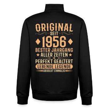 Original Jahrgang 1956 Baujahr Geburtstag - Unisex Organic Zip Sweatshirt von Stanley/Stella - Schwarz - Hinten - AI Model Male 185 light (185cm)