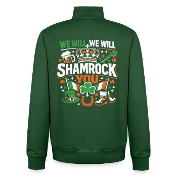 We Will Shamrock You | St. Patrick's Day - Unisex Organic Zip Sweatshirt von Stanley/Stella - Flaschengrün - Hinten - AI Model Male 185 dark (185cm)