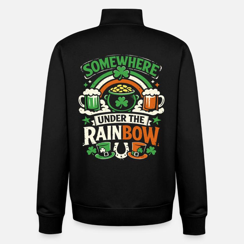 Sous l’arc-en-ciel | La Saint-Patrick - Sweat zippé unisexe en coton bio Stanley/Stella - noir