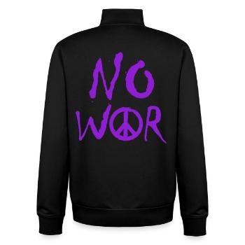 PAS DE GUERRE – Déclaration pour la paix contre la guerre - Sweat zippé unisexe en coton bio Stanley/Stella - noir - Dos - AI Model Male 185 light (185cm)