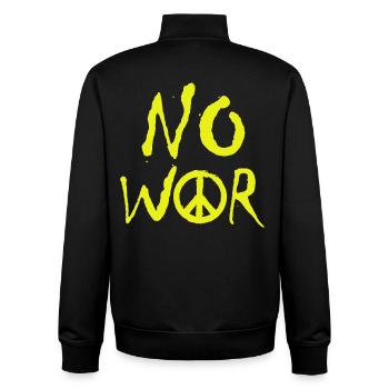 PAS DE GUERRE – Déclaration pour la paix contre la guerre - Sweat zippé unisexe en coton bio Stanley/Stella - noir - Dos - AI Model Male 185 light (185cm)