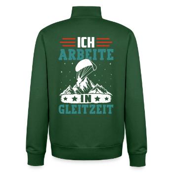 Gleitschirmflieger ARBEITE IN GLEITZEIT Lustiges - Unisex Organic Zip Sweatshirt von Stanley/Stella - Flaschengrün - Hinten - AI Model Male 185 dark (185cm)