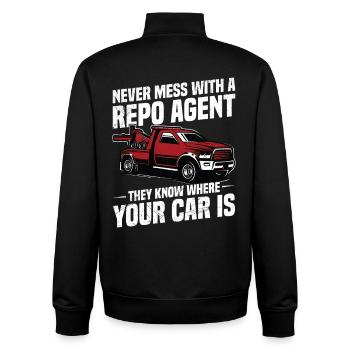  Repo Agent Police Friends Car Recovery - Unisex Organic Zip Sweatshirt by Stanley/Stella - black - Back - AI Model Male 185 light (185cm)