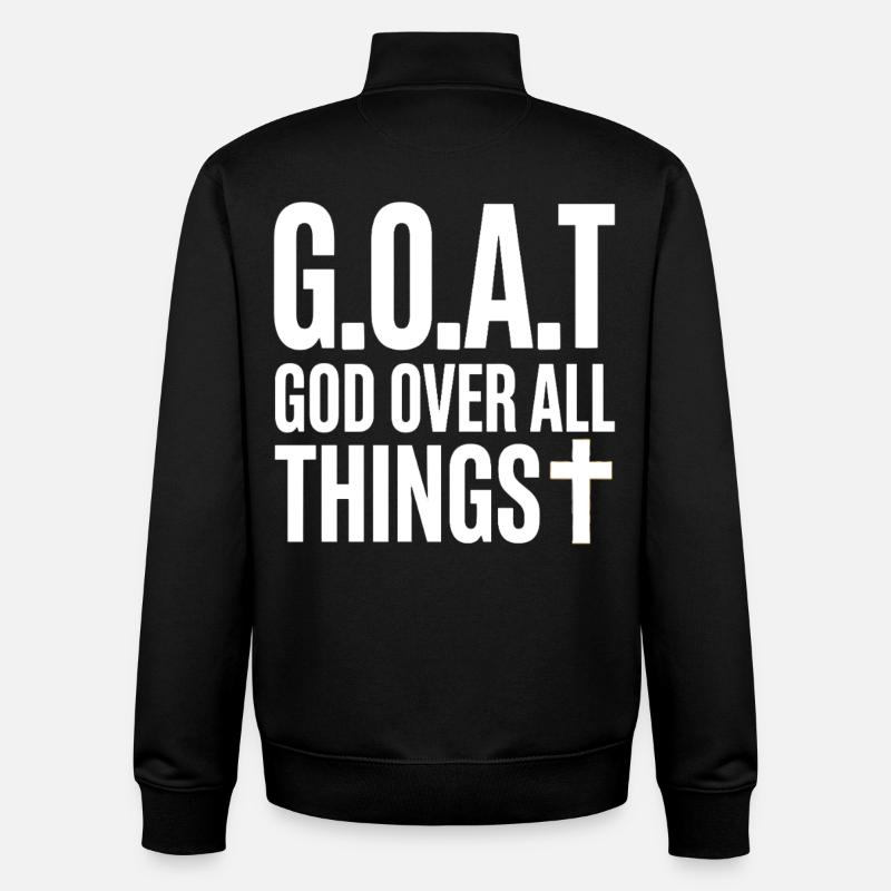 G.O.A.T Dieu Sur Toute Croix - Sweat zippé unisexe en coton bio Stanley/Stella - noir