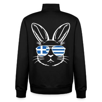 Griechische Oster-griechische Flagge Osterhase - Unisex Organic Zip Sweatshirt von Stanley/Stella - Schwarz - Hinten - AI Model Male 185 light (185cm)