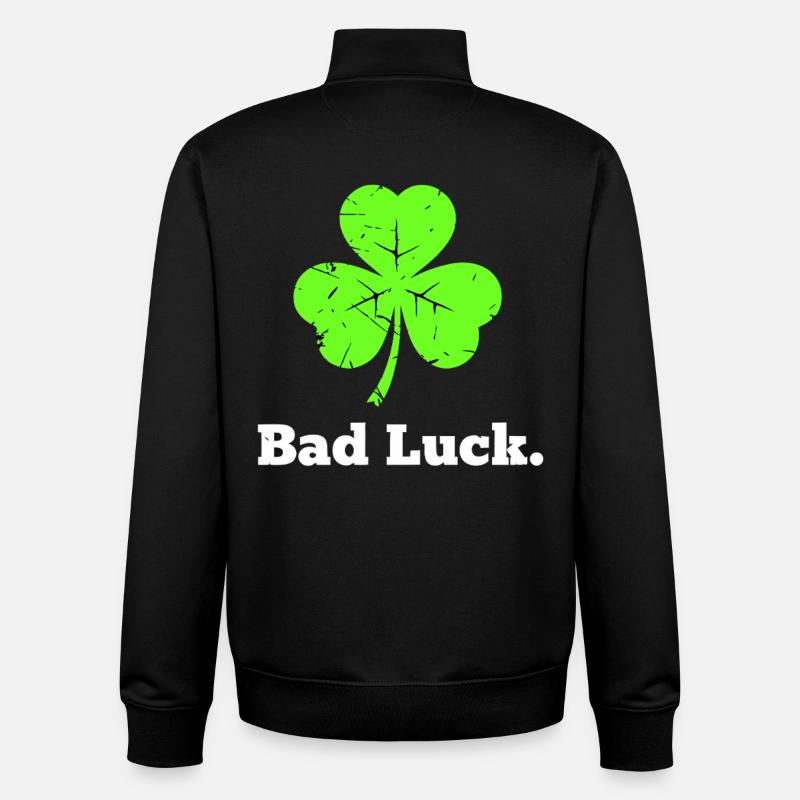 Bad Luck Shamrock Funny - Unisex Organic Zip Sweatshirt by Stanley/Stella - black