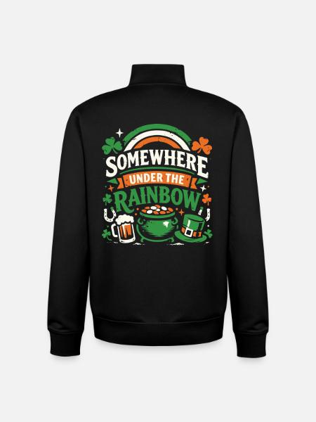 Under The Rainbow | St. Patrick's Day - Unisex Organic Zip Sweatshirt by Stanley/Stella - black