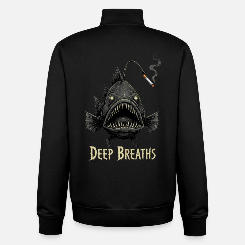 Tief durchatmen Zigarette Anglerfisch - Unisex Organic Zip Sweatshirt von Stanley/Stella - Schwarz