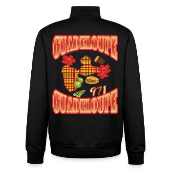 Map of Guadeloupe style madras 971 gwada - Unisex Organic Zip Sweatshirt by Stanley/Stella - black - Back - AI Model Male 185 light (185cm)