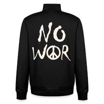 PAS DE GUERRE – Déclaration pour la paix contre la guerre - Sweat zippé unisexe en coton bio Stanley/Stella - noir - Dos - AI Model Male 185 light (185cm)