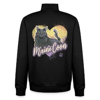 Maine Coon Katze Vintage Design für Katzen Freunde - Unisex Organic Zip Sweatshirt von Stanley/Stella - Schwarz - Hinten - AI Model Male 185 light (185cm)