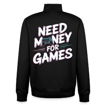 Need Money for Games – Gamer Gaming Spruch - Unisex Organic Zip Sweatshirt von Stanley/Stella - Schwarz - Hinten - AI Model Male 185 light (185cm)