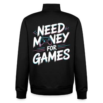 Need Money for Games – Gamer Gaming Spruch - Unisex Organic Zip Sweatshirt von Stanley/Stella - Schwarz - Hinten - AI Model Male 185 light (185cm)