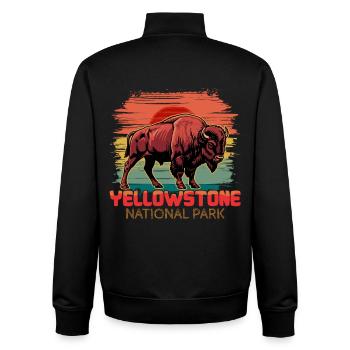 Buffalo Yellowstone National Park - Unisex Organic Zip Sweatshirt by Stanley/Stella - black - Back - AI Model Male 185 light (185cm)