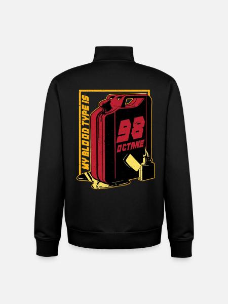 Bilræs Motorsport Min blodtype er 98 oktan - Stanley/Stella unisex sweatshirt med lynlås i økologisk - sort