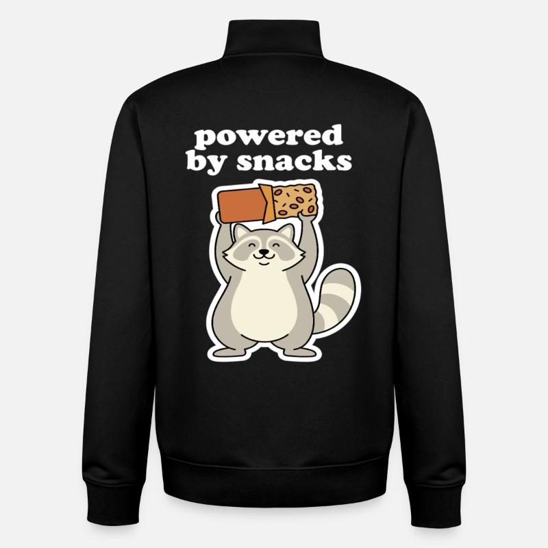 Powered by Snacks Waschbär Motiv - Unisex Organic Zip Sweatshirt von Stanley/Stella - Schwarz