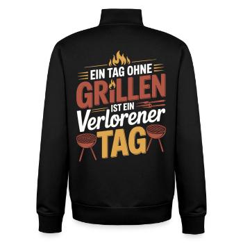 Ein Tag ohne Grillen ist ein verlorener Tag - Unisex Organic Zip Sweatshirt von Stanley/Stella - Schwarz - Hinten - AI Model Male 185 light (185cm)