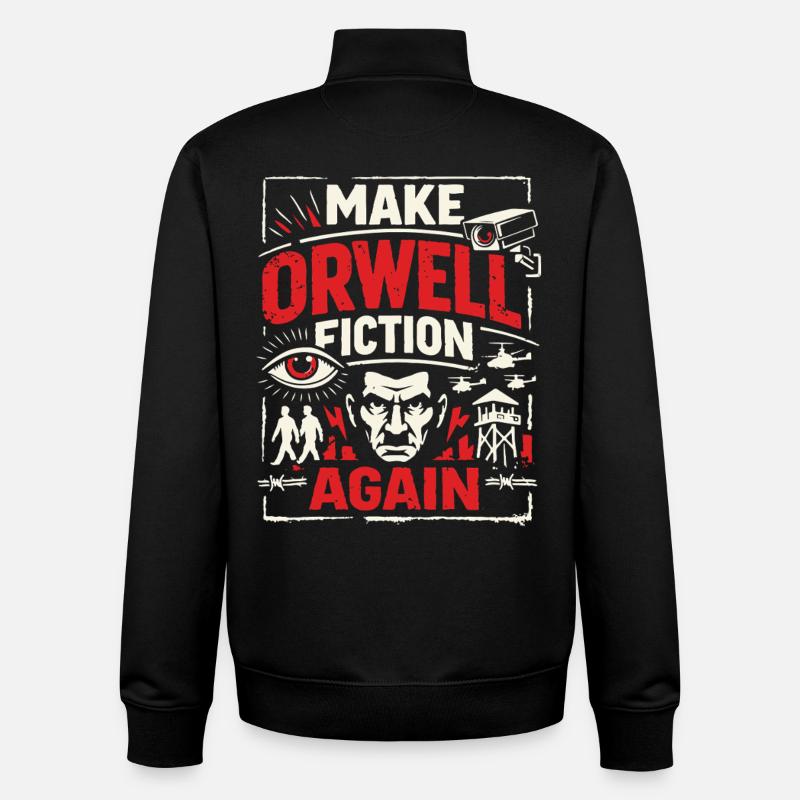 Make Orwell Fiction Again - Unisex Organic Zip Sweatshirt von Stanley/Stella - Schwarz