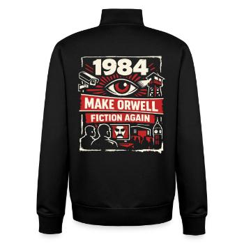 1984 - make Orwell fiction again - Unisex Organic Zip Sweatshirt by Stanley/Stella - black - Back - AI Model Male 185 light (185cm)