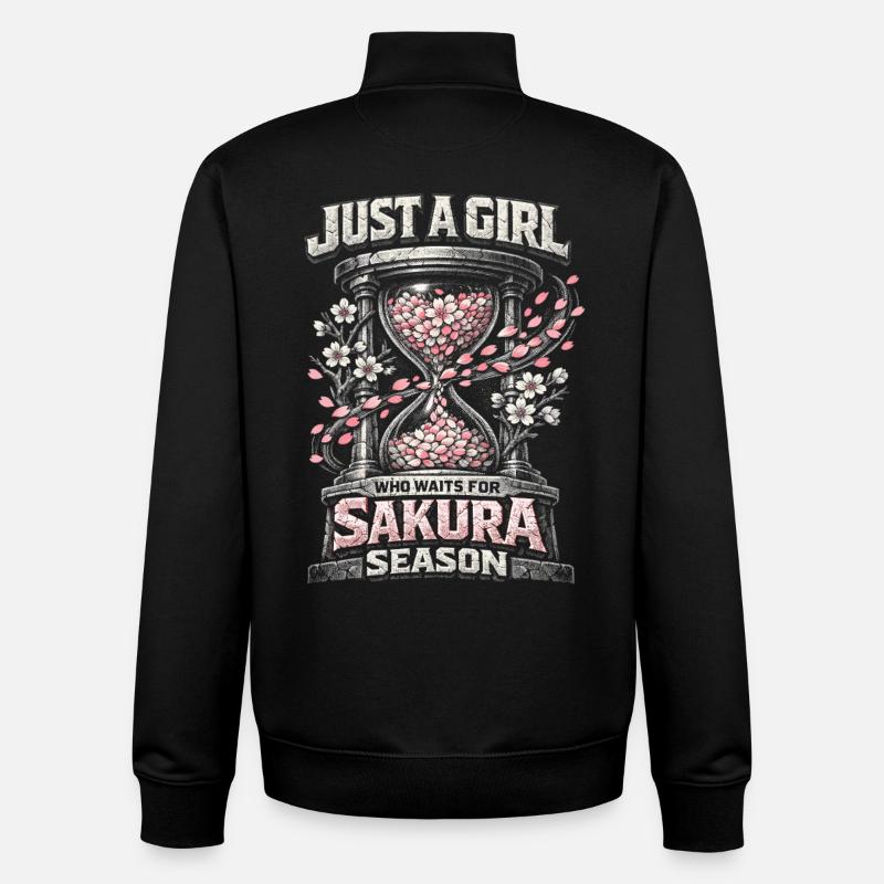 Cherry Blossom Sakura Cherry Blossom - Unisex Organic Zip Sweatshirt by Stanley/Stella - black
