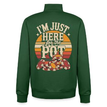 Chemise de joueur de poker – Jetons de poker de casino - Sweat zippé unisexe en coton bio Stanley/Stella - vert bouteille - Dos - AI Model Male 185 dark (185cm)