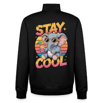 Elefant mit Sonnenbrille Shirt – Stay Cool - Unisex Organic Zip Sweatshirt von Stanley/Stella - Schwarz - Hinten - AI Model Male 185 light (185cm)