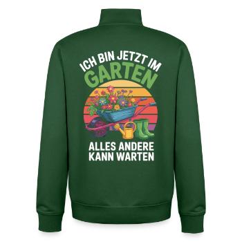 Gartenarbeit T-Shirt – Ich bin jetzt im Garten - Unisex Organic Zip Sweatshirt von Stanley/Stella - Flaschengrün - Hinten - AI Model Male 185 dark (185cm)